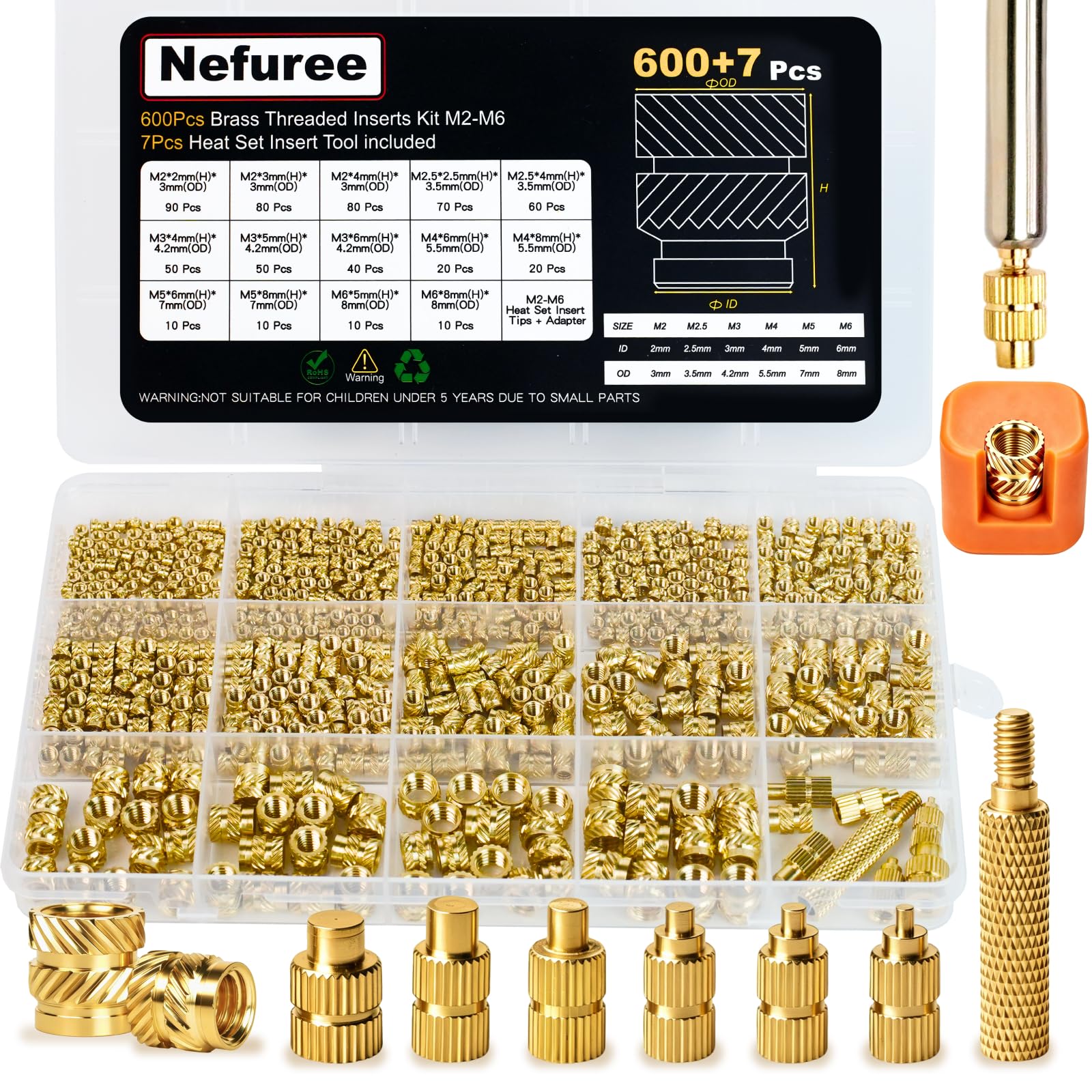 Threaded Inserts for 3D Printing - 607 Pcs -1