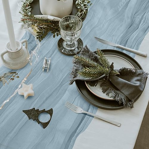 Miniatura 5 de Paquete de 6 caminos de mesa de gasa de Navidad de 10 pies para decoración de bodas, despedidas de soltera, baby shower, fiesta (35 x 120 pulgadas)