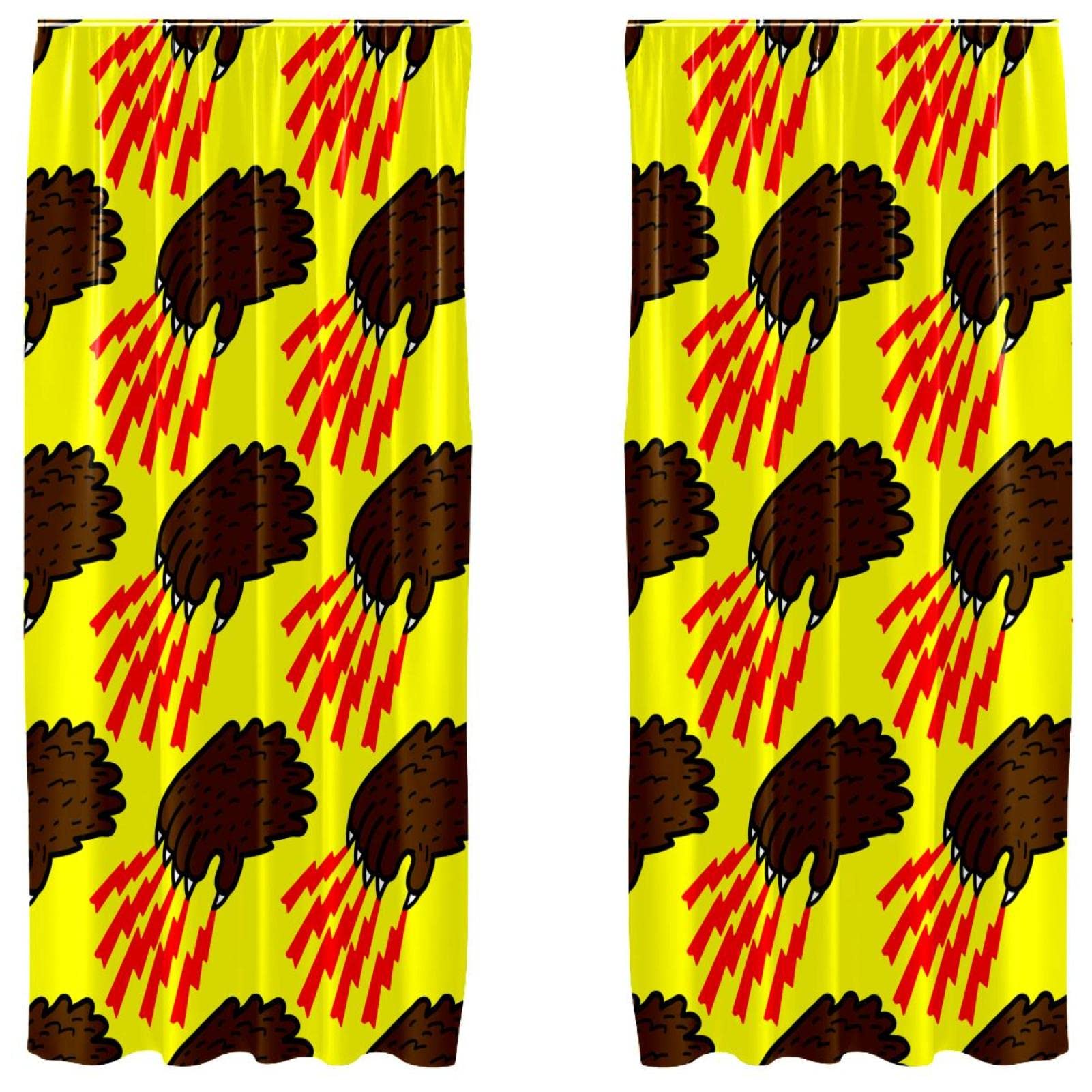 Juego de 2 cortinas amarillas de 55x84 pulgadas con diseño decorativo de oso pardo