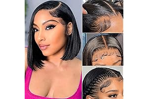 Short Lace Front Wigs for Black Women: 13x4 Lace Frontal Bob Human...