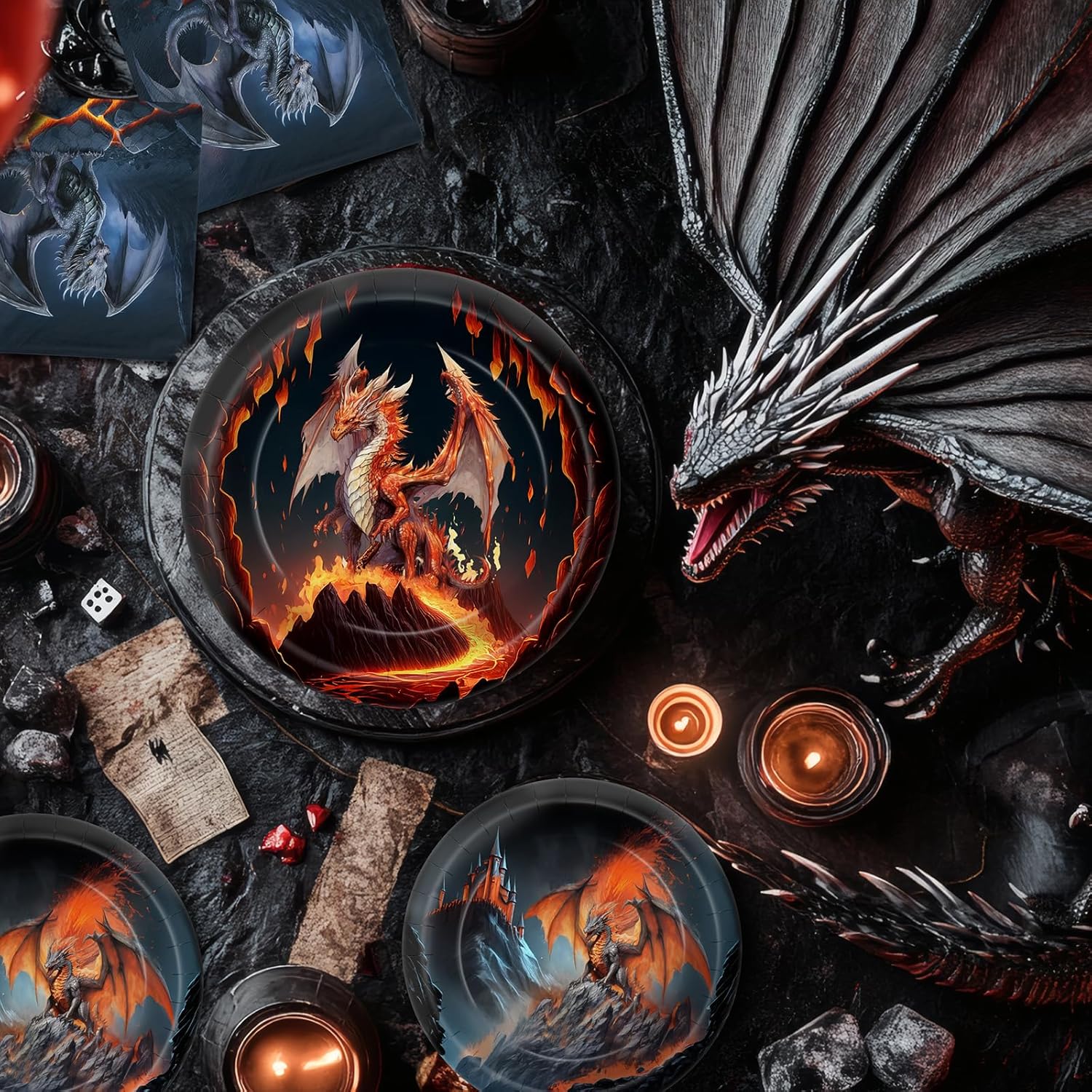 Dragon Party Decorations - Dragon Party Plates and Napkins for Kids Birthday Party, Serves 40 Guests