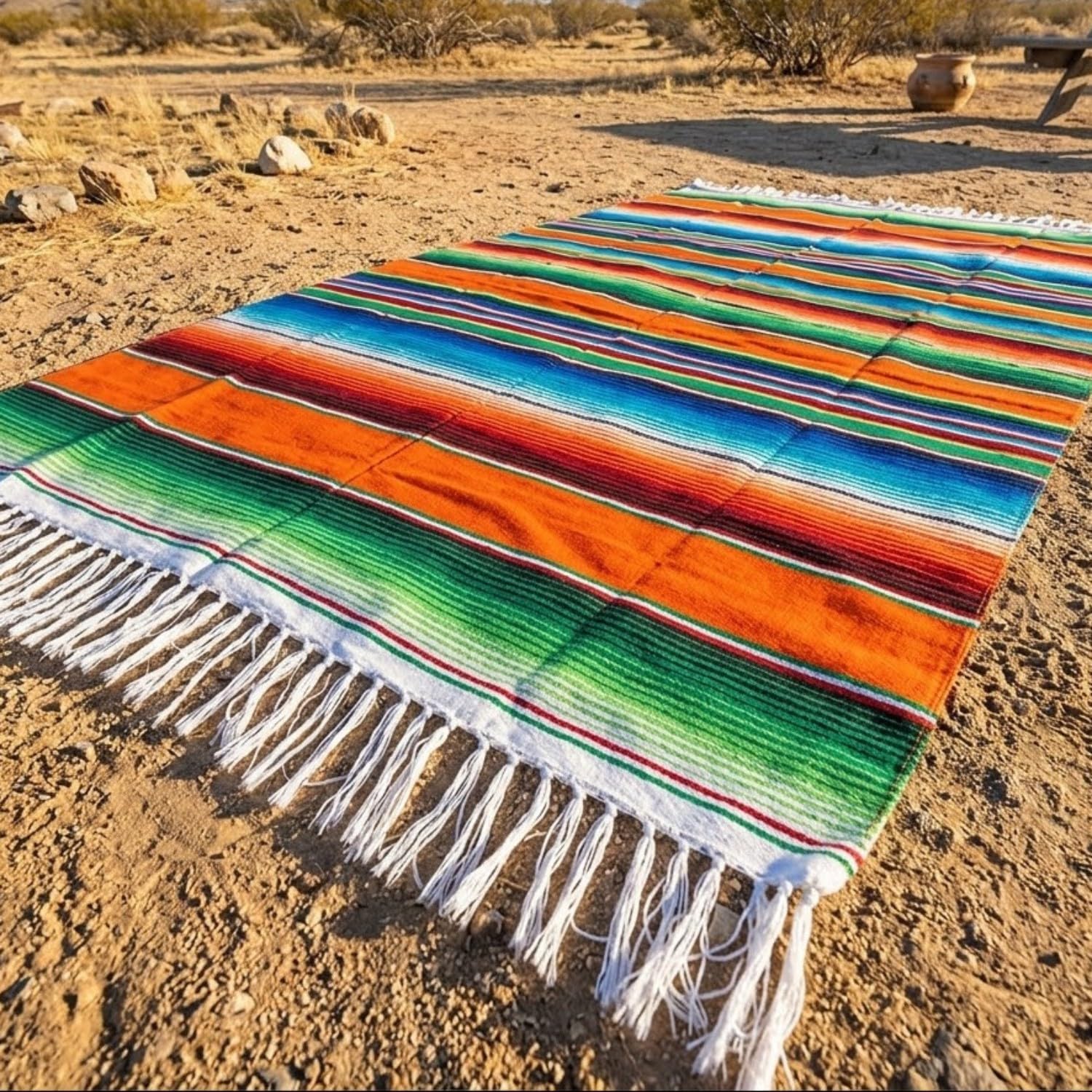 Authentic Mexican Serape Blanket - Multicolor Saltillo
