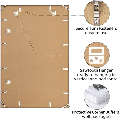 Miniatura 406 de Fun Memories Portarretratos de metal de 16 x 20 pulgadas con paspartú de 11 x 14 pulgadas, acabado de aluminio cepillado, parte delantera de vidrio