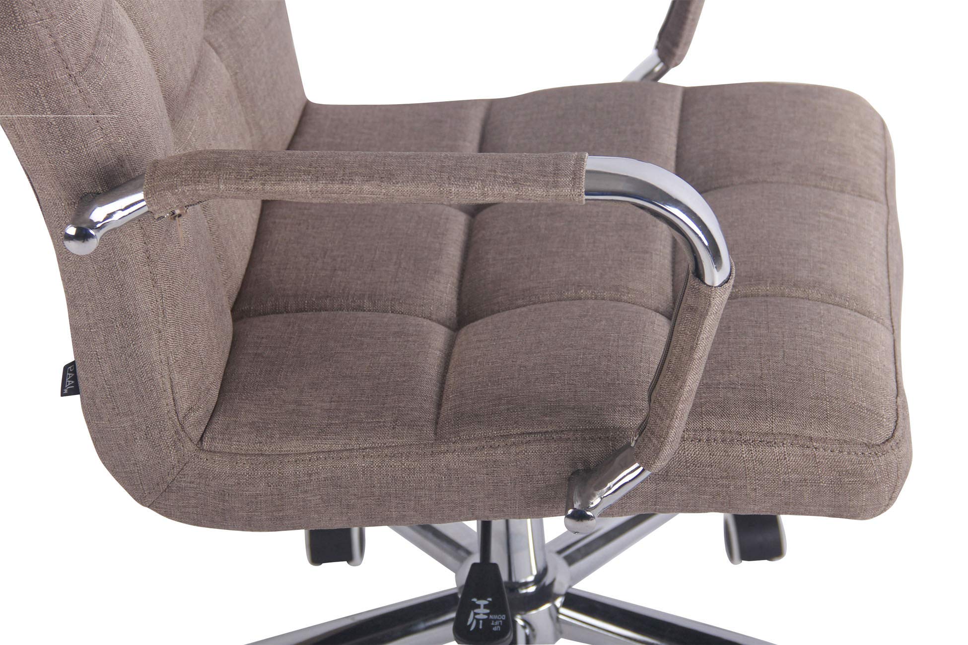 CLP Fauteuil de Bureau Deli Tissu - Chaise de Bureau Réglable en Hauteur et Pivotante - Dossier Haut et Accoudoir - Couleur :, Couleur:Taupe