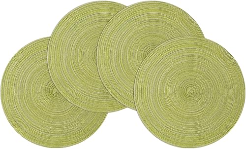Miniatura 1 de Smaafit Juego de 4 manteles individuales redondos trenzados para mesa de cocina, tejidos, resistentes al calor, lavables, antideslizantes, 15