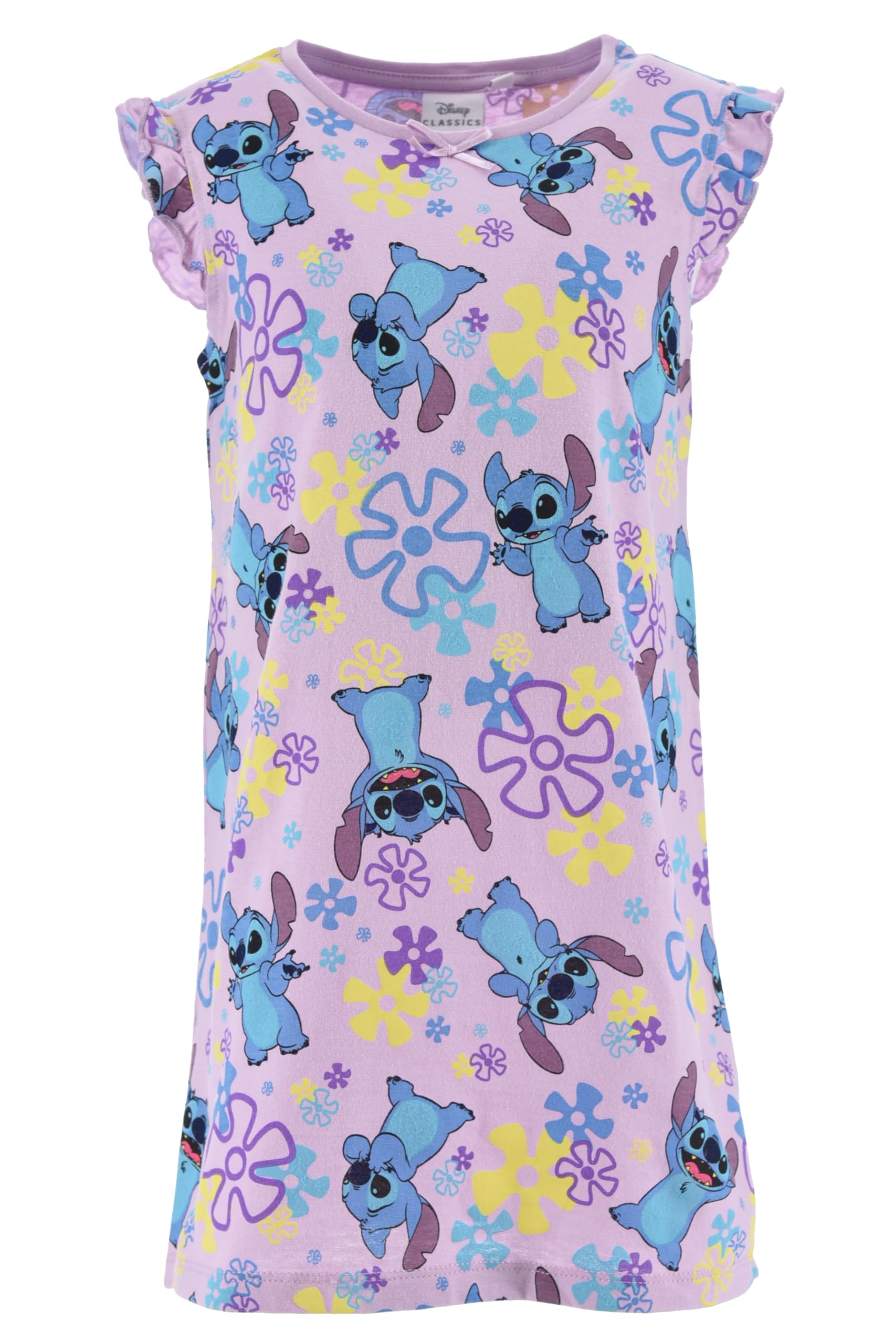 Disney Stitch Vestido para Niñas, Vestido Manga Corta para Niñas, Diseño Tropical Stitch Vestido, Regalo para Niñas, Tallas 6 a 12 Años
