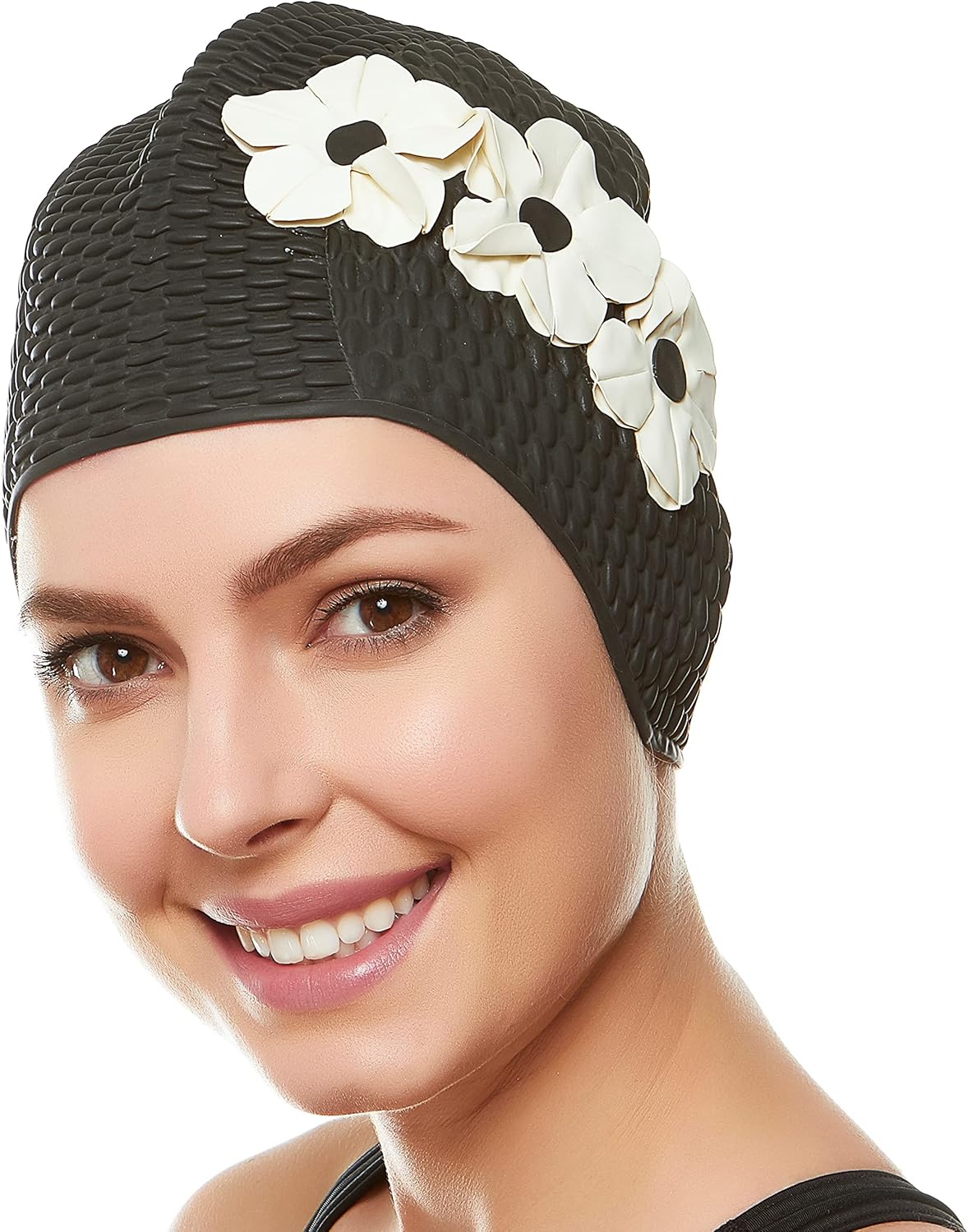 Beemo Latex Swimming Cap for Women, Swim Cap for Long Hair or Short Hair, Bath & Swim Caps to Shield Hair from Damage, Use as Large Shower Cap