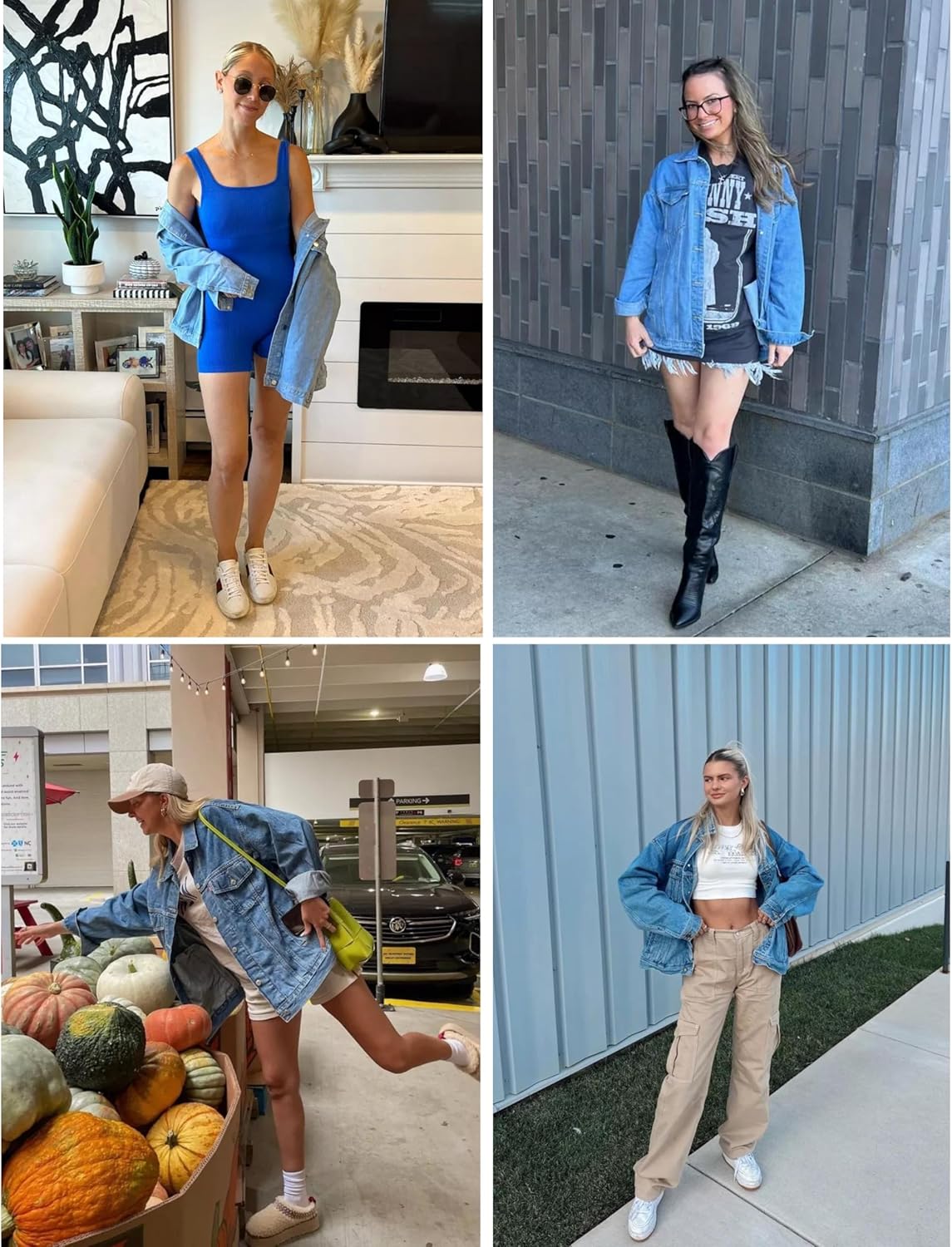 Gozoloma Women's Casual Loose Oversized Denim Jacket Long Sleeved Button Jean Jacket Coat Tops - Image 4