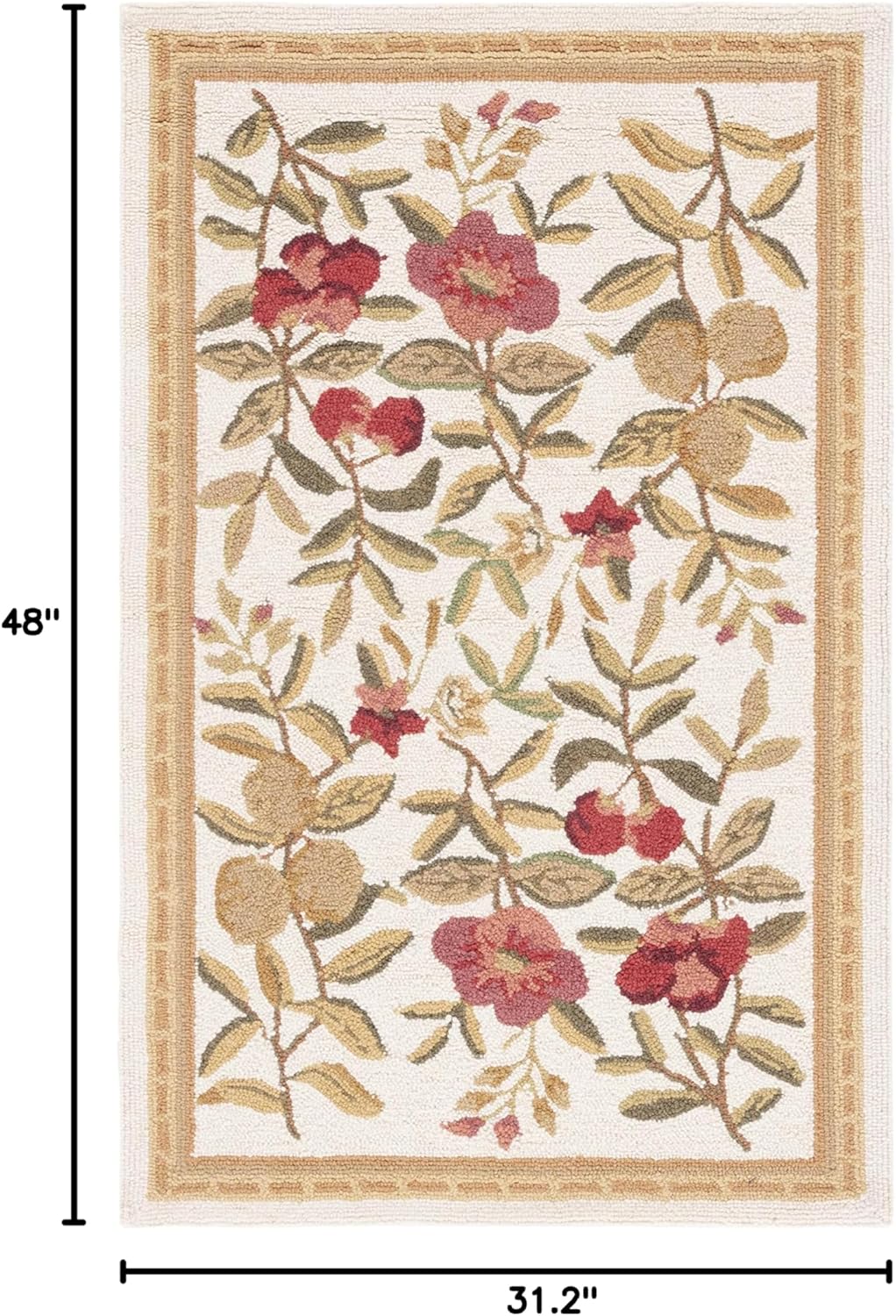 SAFAVIEH Chelsea Collection Accent Rug - 2'6" x 4', Ivory, Hand-Hooked French Country Wool, Ideal for High Traffic Areas in Entryway, Living Room, Bedroom (HK210A)