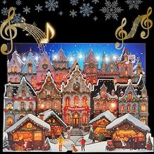Christmas Cards, Musical Pop Up Cards with Music and Light, Christmas Market Musical Greeting Card for Christmas Holiday New Year
