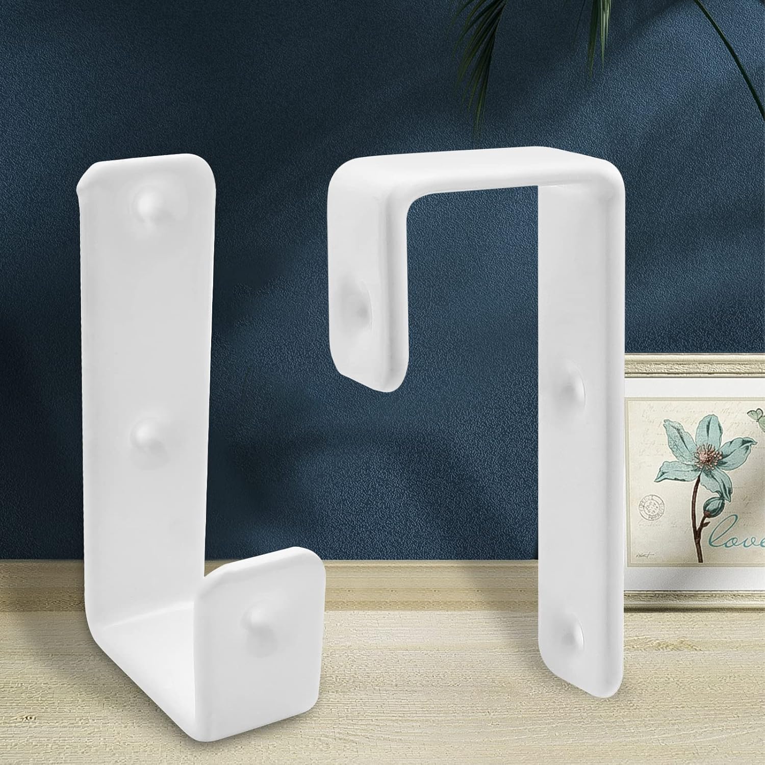 Bivethoi 2pcs Bunk Bed Ladder Hook Brackets, 1 Inch J Hanger White With PVC Coated, Heavy Duty Metal Utility Hooks for Loft Bed Stairs, Library Ladder Hardware