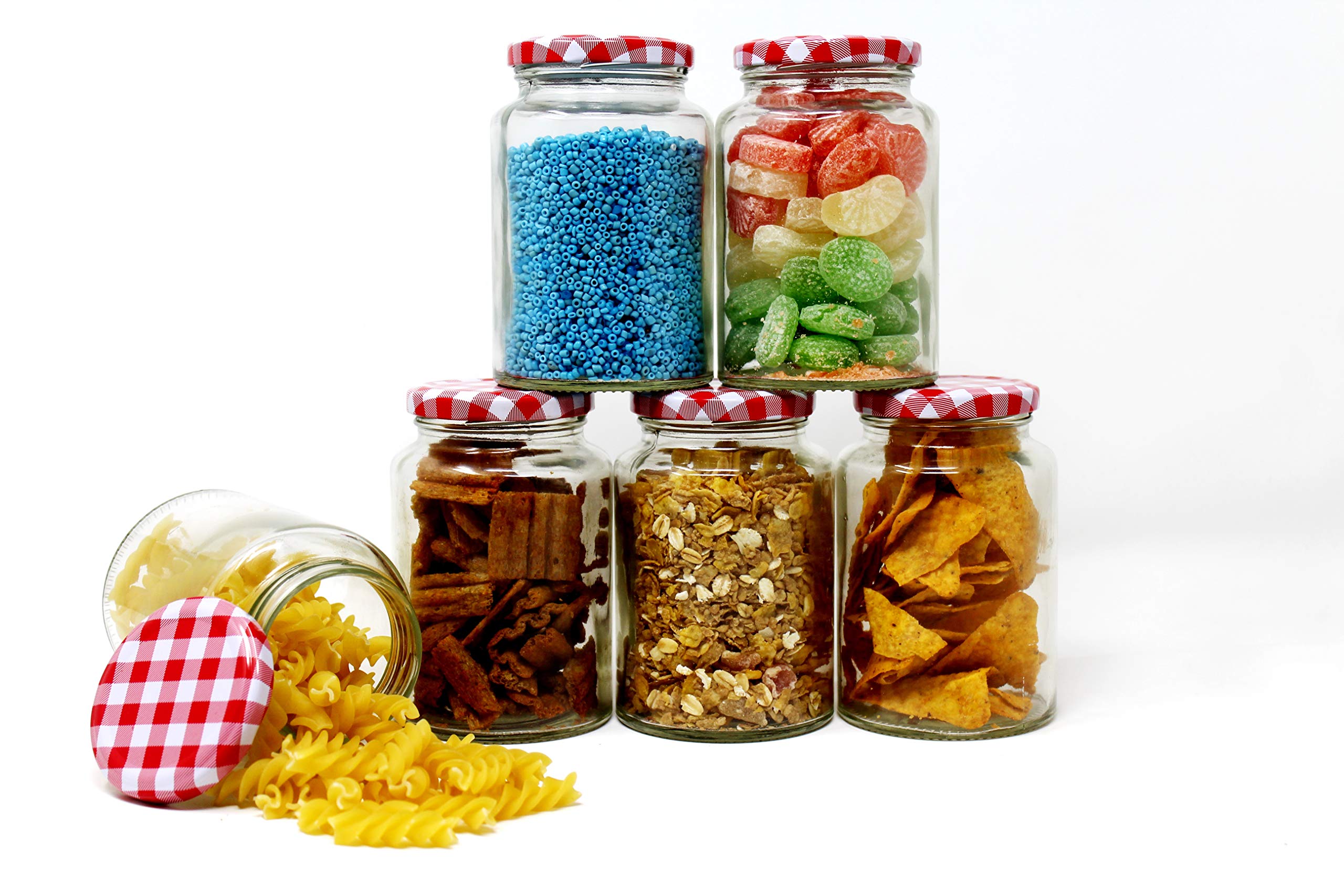 STAR WORK Elegant Penny Candy Glass Jar Fresh Seal On Lid Storage Container Candy Pet Cookies Dry Food Hold Set of 5