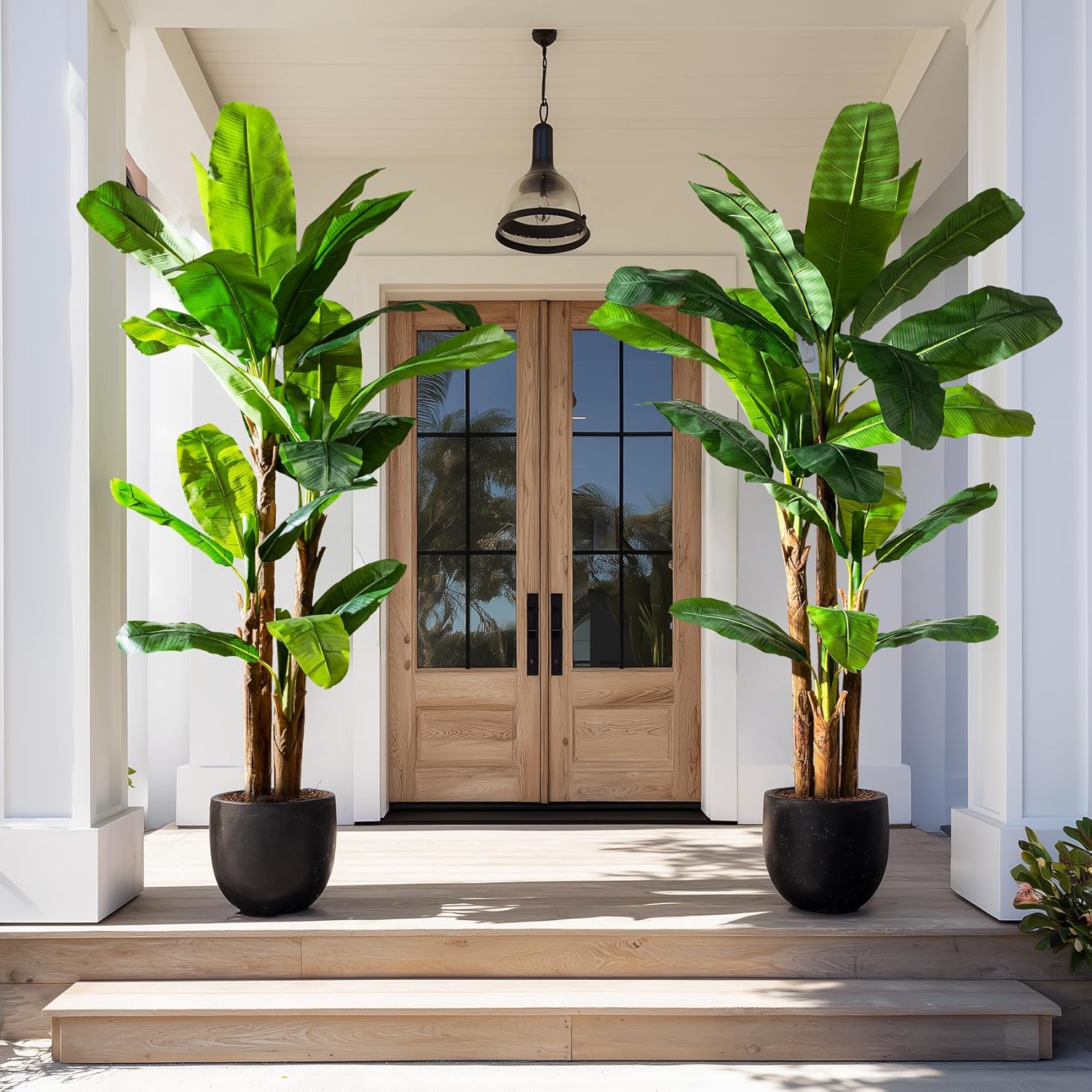 Artificial Banana Tree 8.2ft, Faux Tropical Palm Tree Plant with Realistic Leaves, Low Maintenance Indoor Outdoor Decor for Home Office Porch, in Nursery Pot