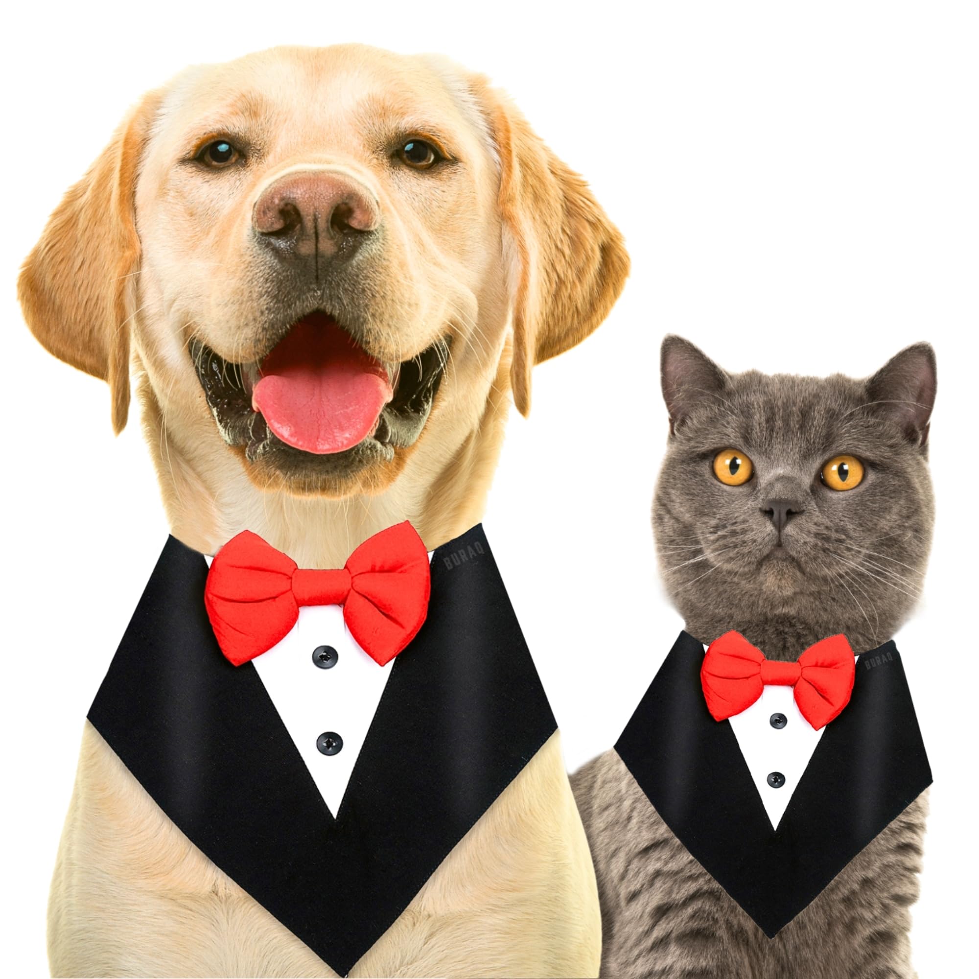BURAQ Dog Tuxedo Bandana, Ideal for Dog Birthday Decorations, Adorable and Comfortable Pet Apparel (S - Black)