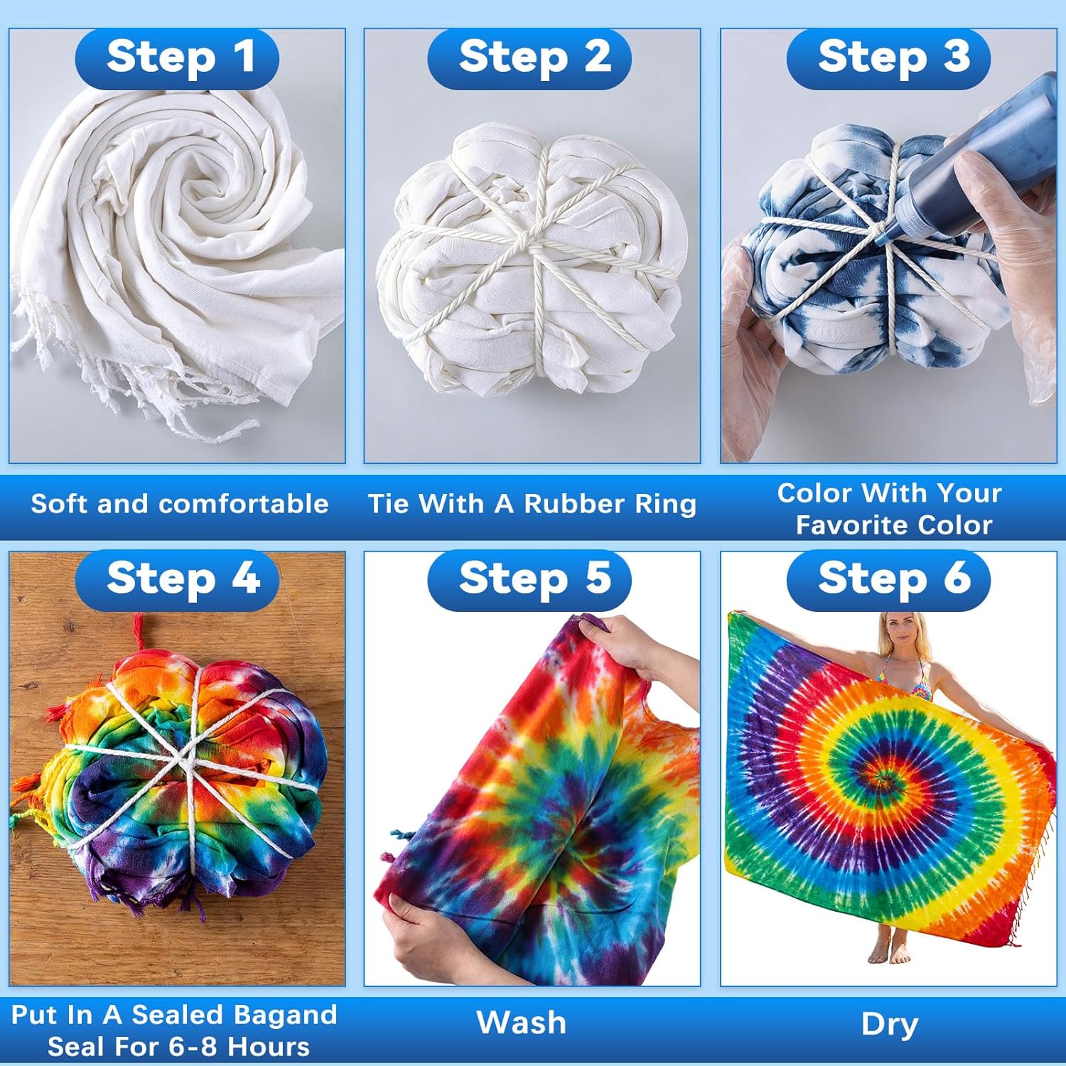3 Pcs Turkish Beach Towels for Tie Dye Kit, Oversized 71x39 Inch White Beach Towel Bulk Bath Pool Blanket for DIY Tie Dye Projects, Parties, School & Summer Camp Crafts