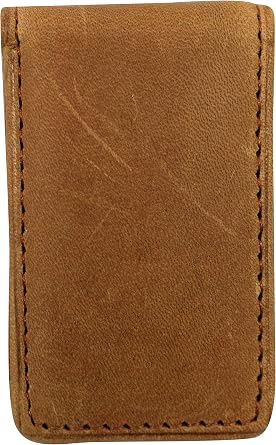 Slim Magnetic Money Clip Hunter Leather Business Card Holder for Men