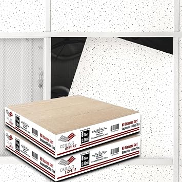 Suspended Ceiling FINE ND FISSURED Board Tiles 595mm x 595mm x 12mm 600mm x 600mm 16 Tiles Pack Acoustic Sqaure