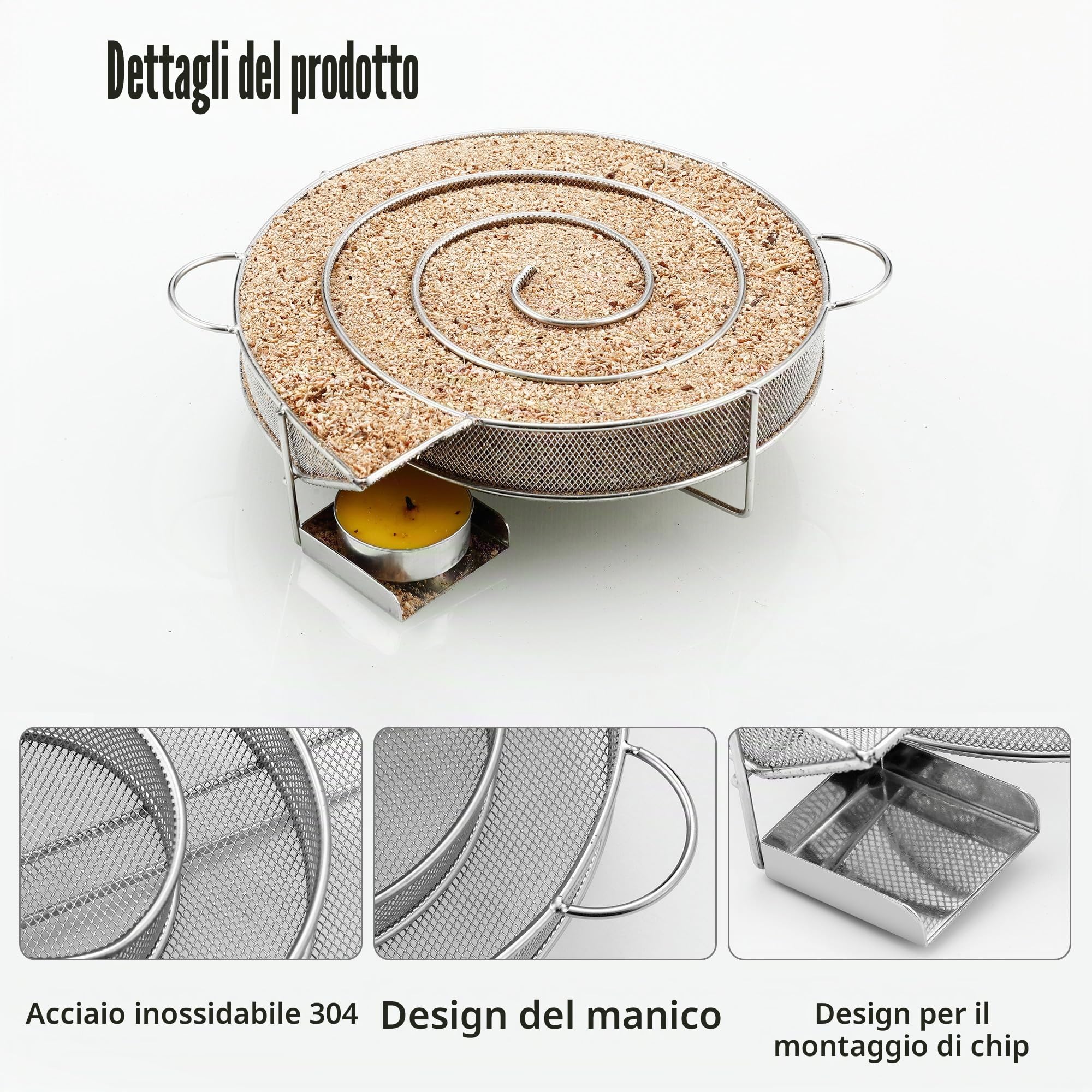 Affumicatore Barbecue Portatile,Generatore Fumo Freddo con Manico,Con 2 Spazzola, 4 Ganci,per griglie, affumicatori e forni per affumicatura, riutilizzabili
