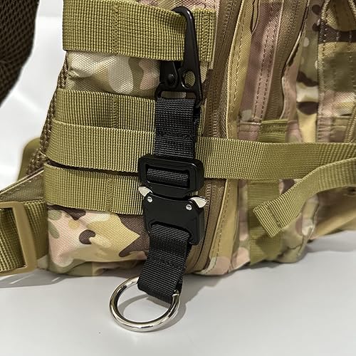 Miniatura 6 de Llavero táctico militar para hombres con hebilla de metal de liberación rápida EDC Gear Clips con clip HK y anillo de acero inoxidable