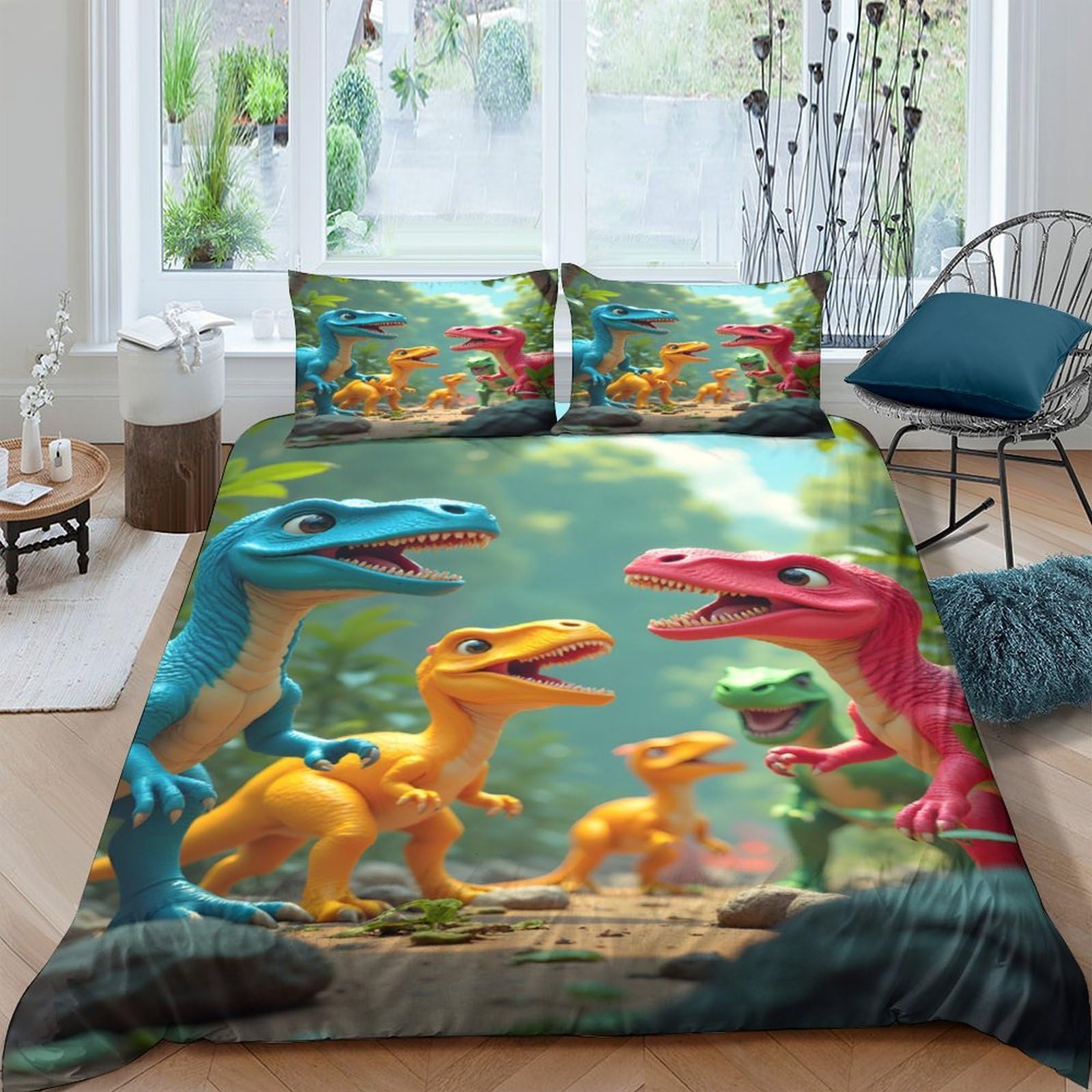 Ctjqhvkz Style-7 3D Printed Dinosaur Jungle Fitted Sheet Microfiber Soft Breathable Cartoon Bed Cover For Bedroom Dorm Mattress Decor Single（135X200cm）