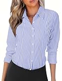 Womens Button Down Shirts Long Sleeve V Neck Tops Wrinkle Free Collared Work Office Solid Blouses Corset Tops
