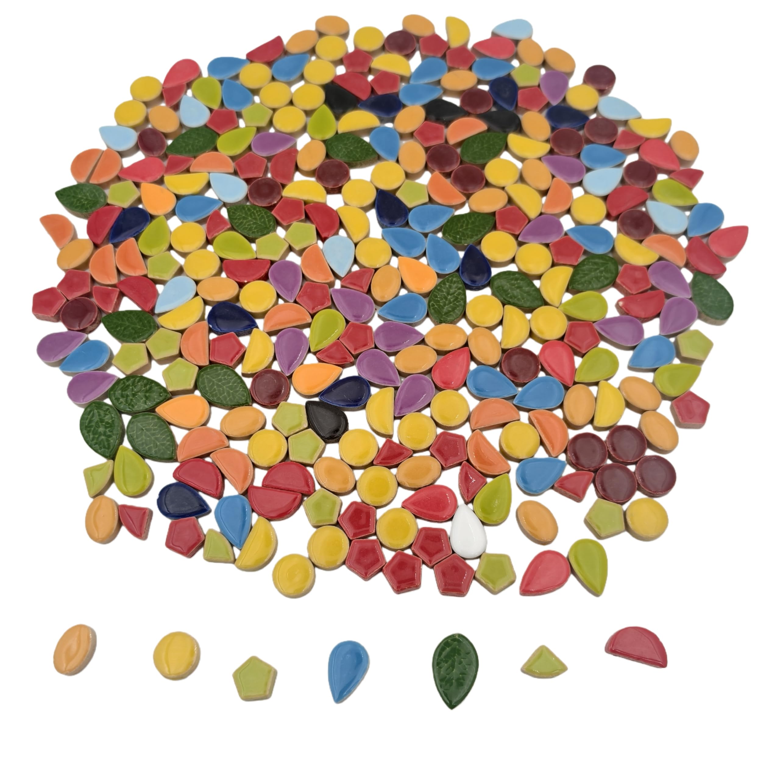 500g Random Ceramics Mosaic Tiles,DIY Making Creative Ceramic Mosaic Tiles for DIY Craft Plates Flowerpots Vases Cups Mosaic Making Supplies (7 Shapes Mixed)