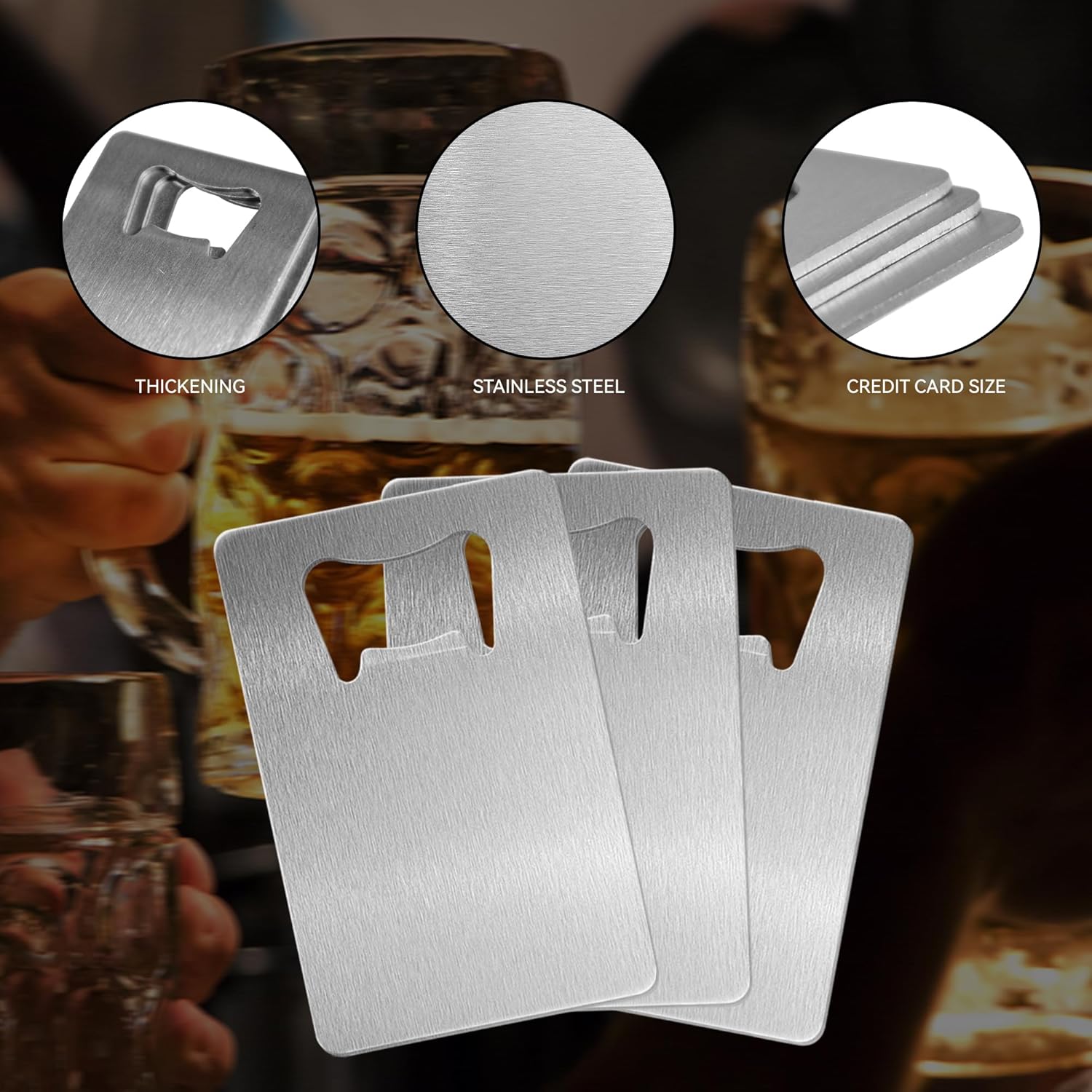 50 Pcs Stainless Steel Credit Card Bottle Opener Bulk, Stainless Steel Beer Bottle Opener Bulk for Wedding Party DIY Favor Silver
