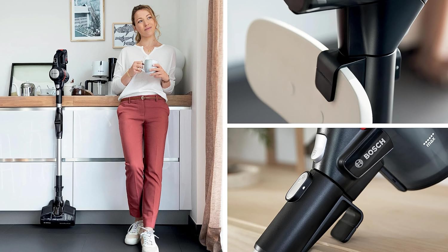 BOSCH 18V 3.0Ah battery for the vacuum cleaner, showing compatibility with other Bosch tools.