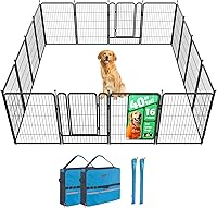 Vista 35 de FXW Rollick Unleashed corralito para perros en interiores, patio, campamento de casas rodantes, 40 pulgadas, 8 paneles para perros medianos y Blanco