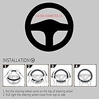 Vista 2 de Funda para volante de auto, funda con cojín suave a tacto, ajuste universal para 15'' / 38 cm (Negro y rojo)