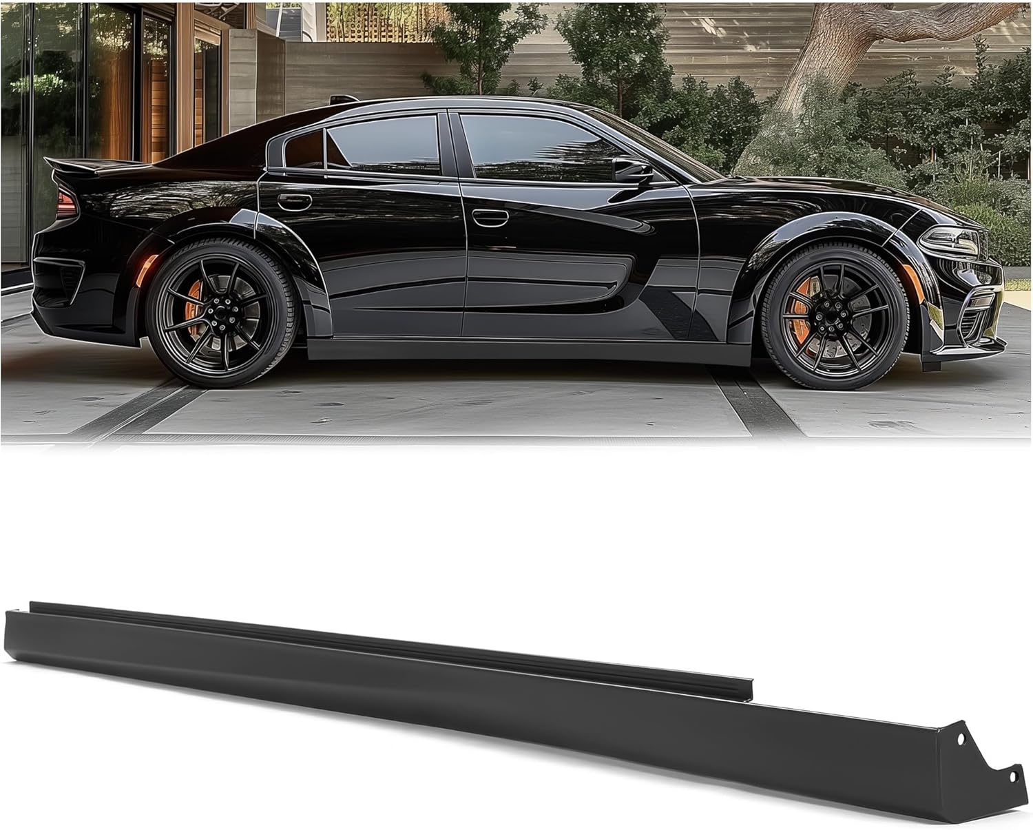 HECASA Side Skirt Compatible with 2012-2023 Dodge Charger Replacement for 1QA50TZZAF CH1607102 Rocker Panel Guard Molding PP Plastic Black Passenger Side