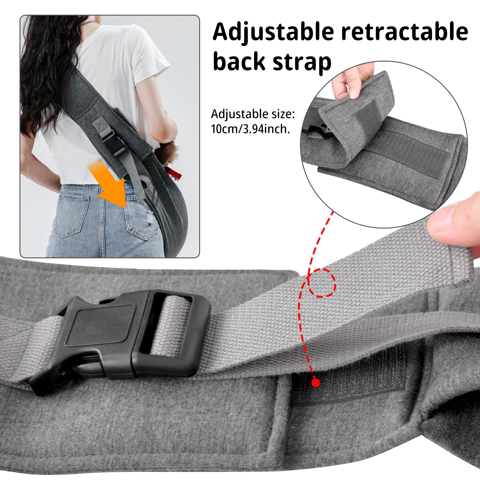 vrbabies Dog Carrier for Small Dogs Puppy Sling Carrier with Adjustable Strap Soft Cotton Dog Carrier Bag Dog Sling Carriers with Pocket for Travel Outdoor (Dark Grey) - Image 3