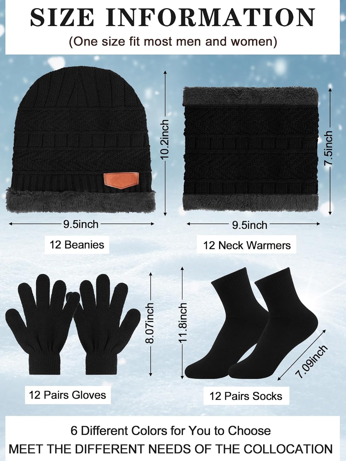 Toulite 48 Pcs Winter Hats Gloves Scarves Socks Set Fleece Lined Beanie Caps Neck Gaiter for Women Men Homeless Bulk - Image 2