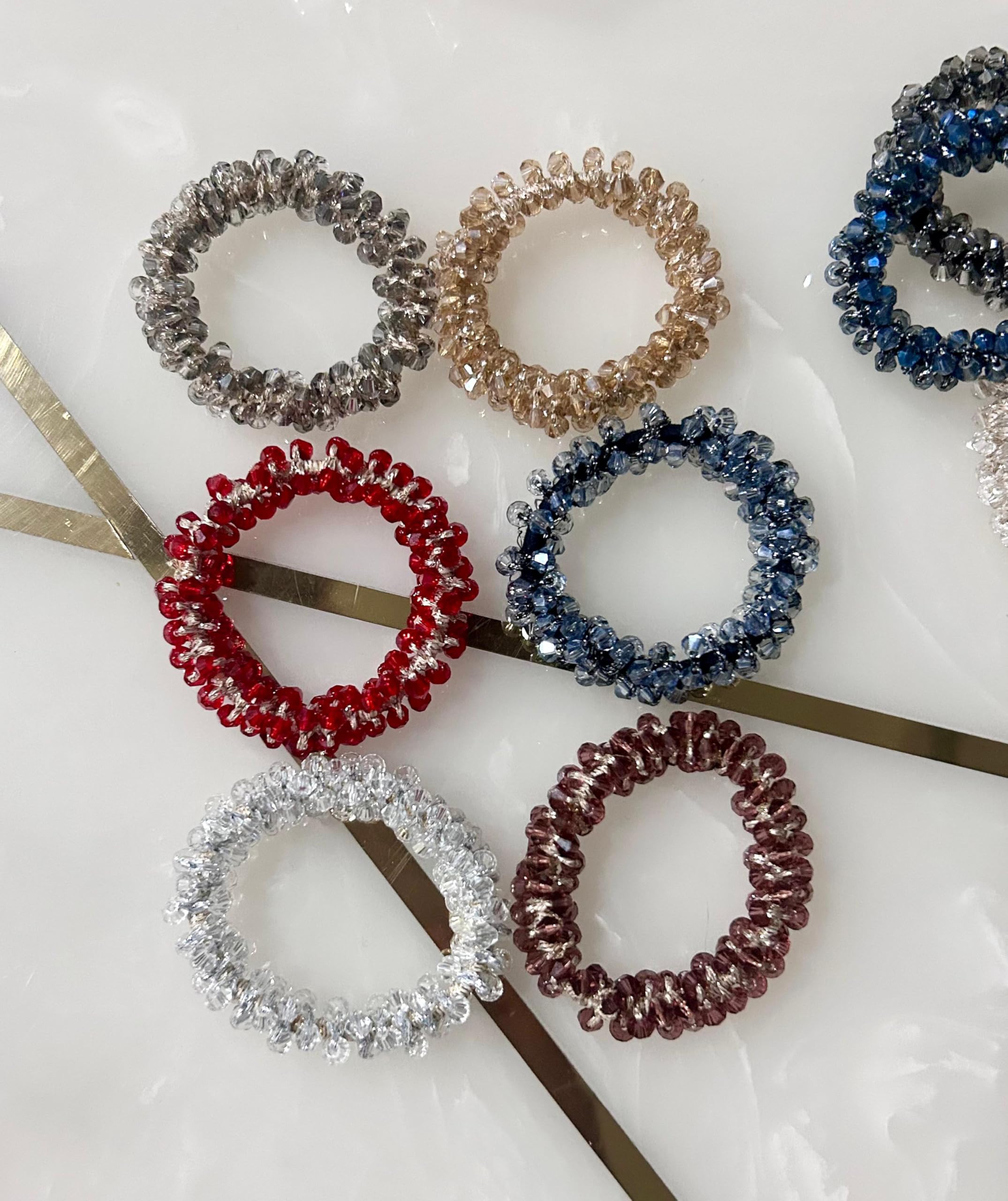 Crystal Hair Ties with Rhinestone Beads, 3 Pieces, Random Colors, Elastic Ponytail Holders for Women and Girls-image-49