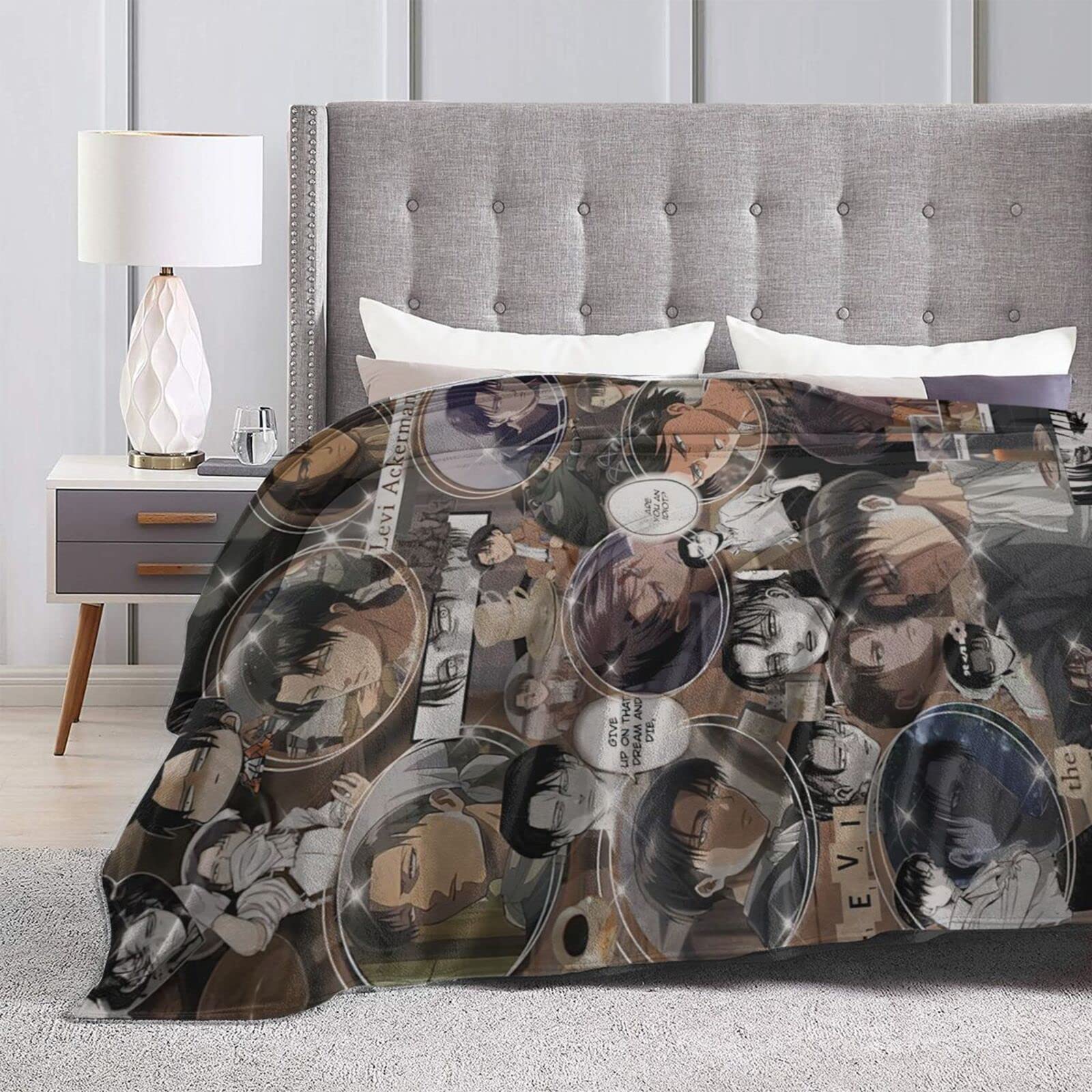 Amazon.com: Anime Throw Blanket Levi Ackerman Throw Blanket Ultra-Soft  Flannel Blanket : Home u0026 Kitchen