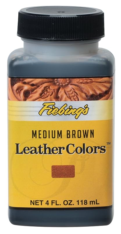Corante líquido à base de água Fiebing's LeatherColors para couro, Medium Brown, frasco de 120 mL
