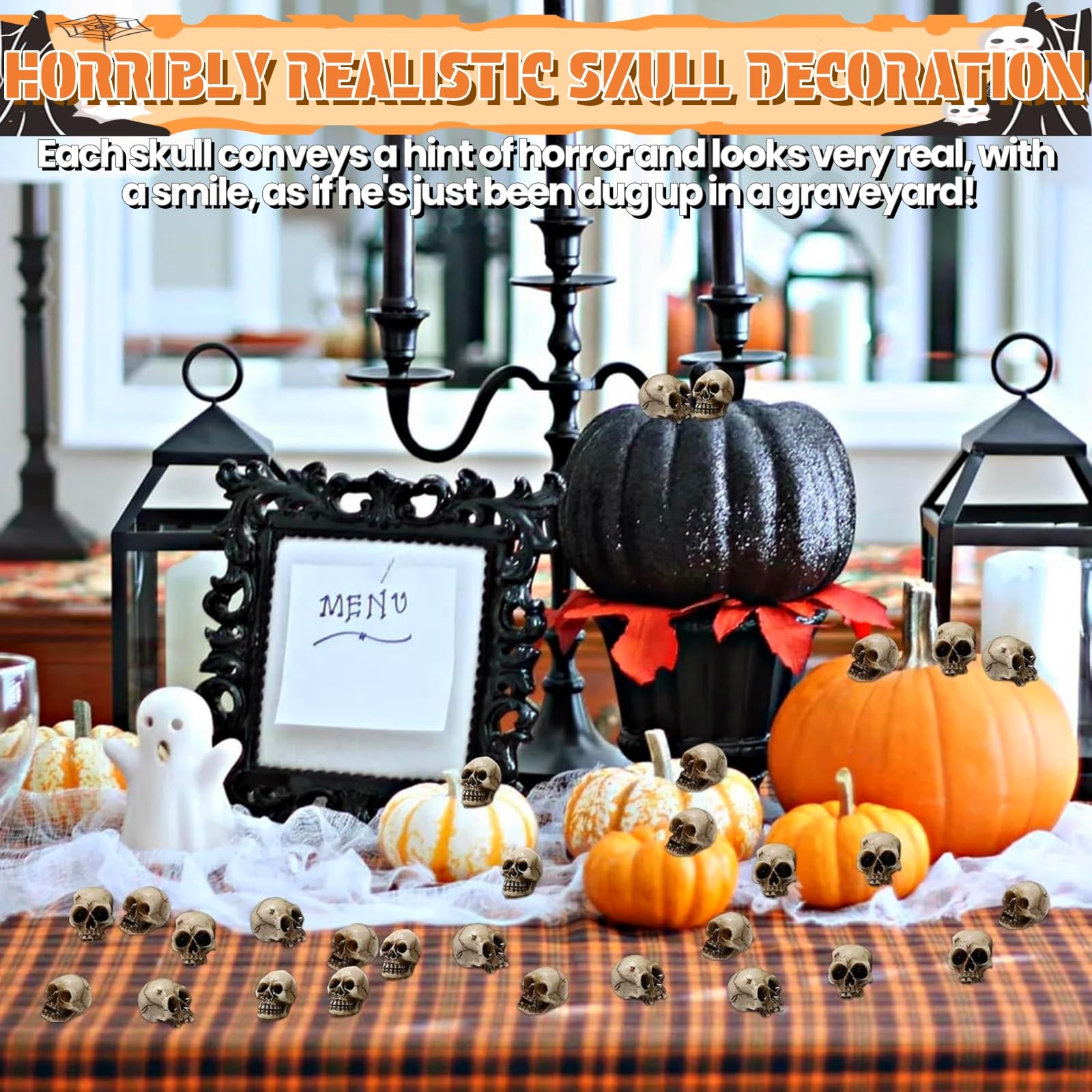 Mini Calaveras Decoración Halloween, Mini Cabezas Calavera Miedo, Juguetes Esqueleto Pequeños de Resina, Figura de Cráneo Decoración de Broma para Maceta, Halloween, Fiesta Temática, 20 Unidades
