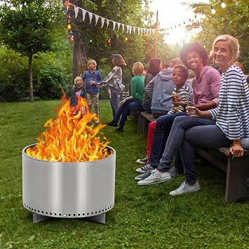 Smokeless Firepit 20.5Inch Portable Outdoor Fire Pit with Removable Ash Base, Stainless Steel Wood Burning Fireplace for Camping, Outside, Bonfire, Backyard and Patio