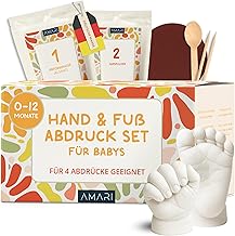 Amari Baby Plaster Cast Set - Baby Handprint and Footprint Set with High-Quality Packaging - Memory for Eternity - Includes Plaster, Moulding Material and Instructions - Birth Gift