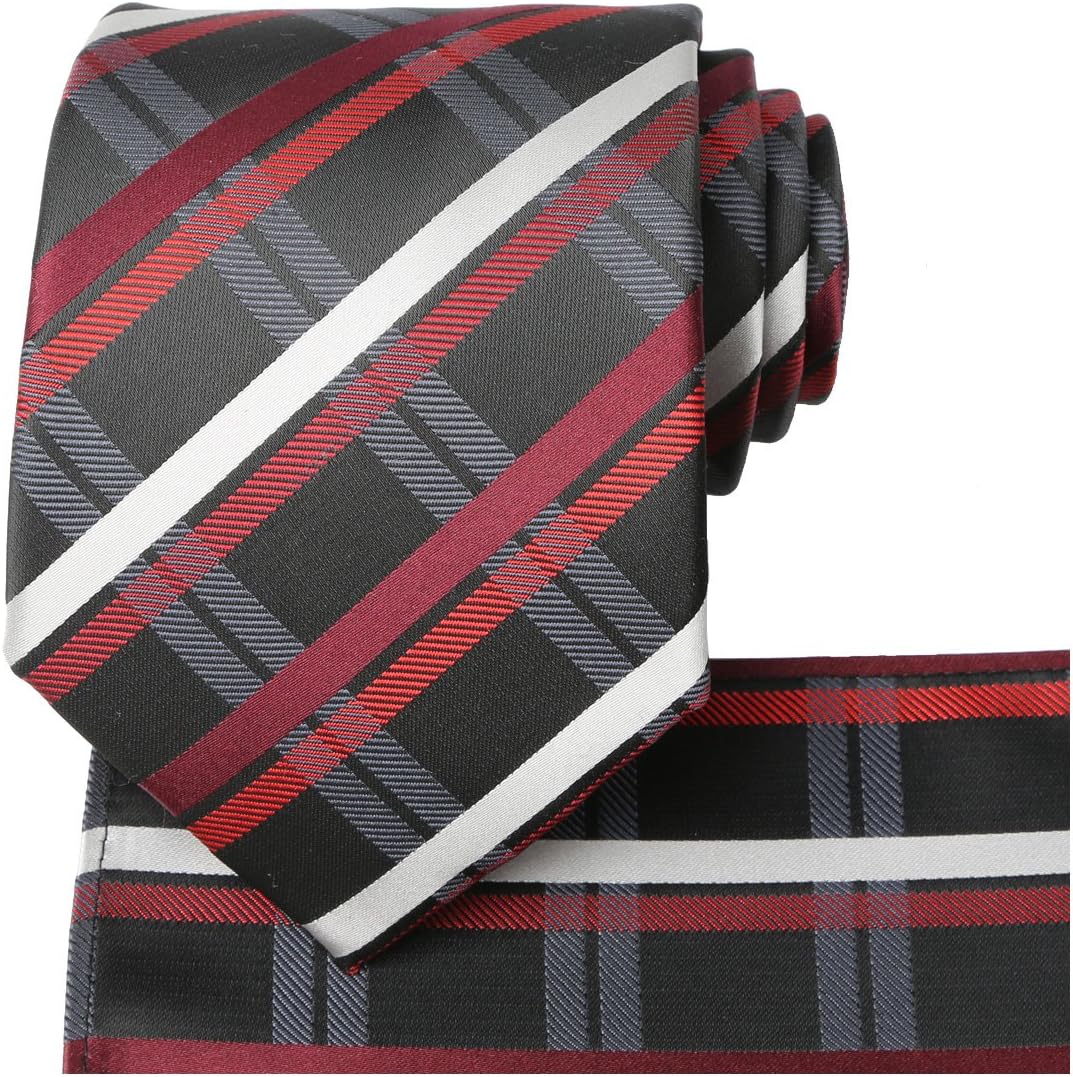 KissTies Mens Necktie Plaid Tartan Pattern Tie + Magnetic Foldable Box