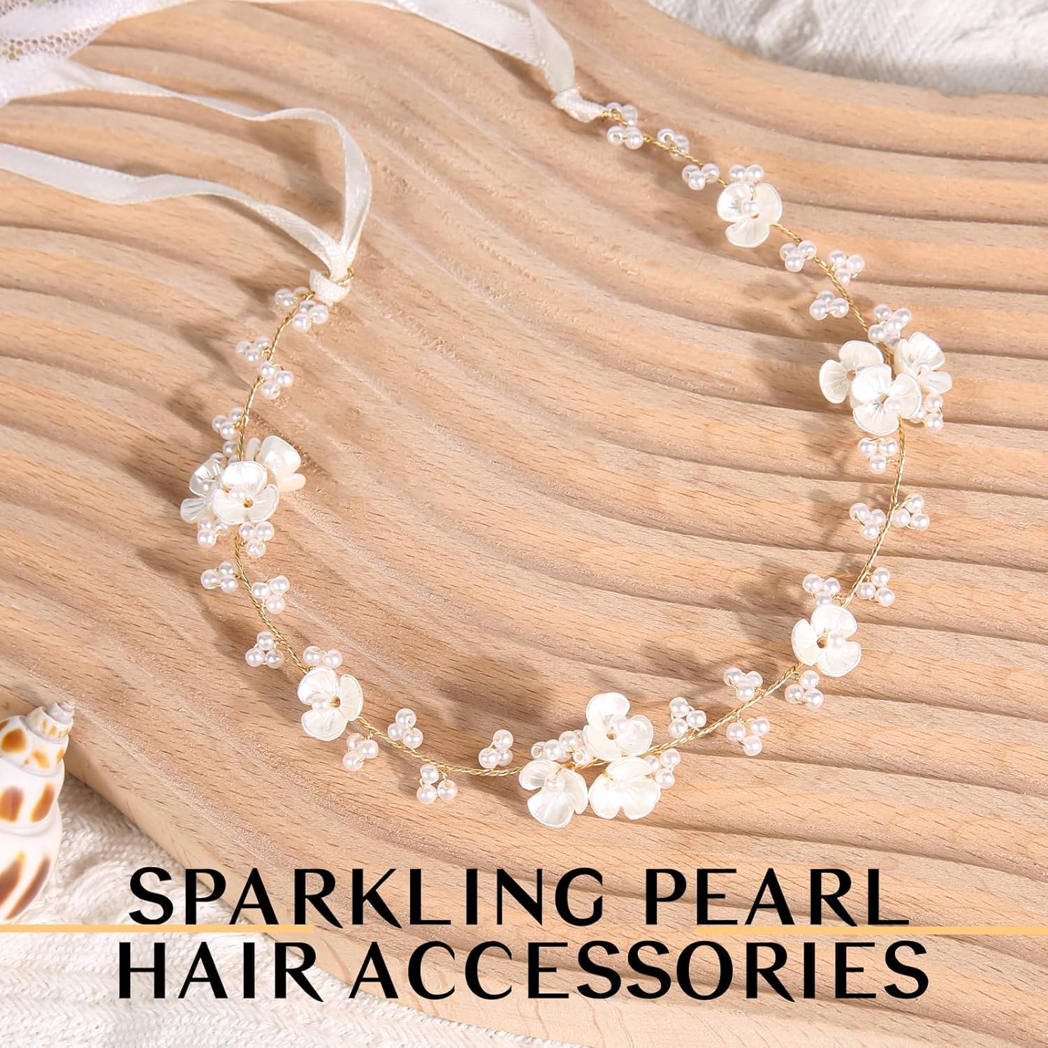 Coroncina Prima Comunione, Fascia per Capelli Damigella, Cerchietto in Nastro, Accessori Prima Comunione, per Matrimoni, Compleanni e Feste (B) - 5