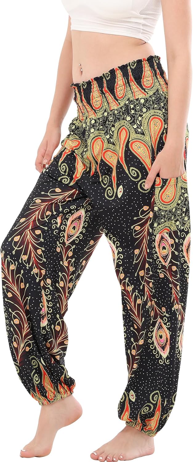 Women Boho Palazzo Pants High Waist Wide Leg Casual Lounge Pant Hippie Harem Yoga Trousers Clothes