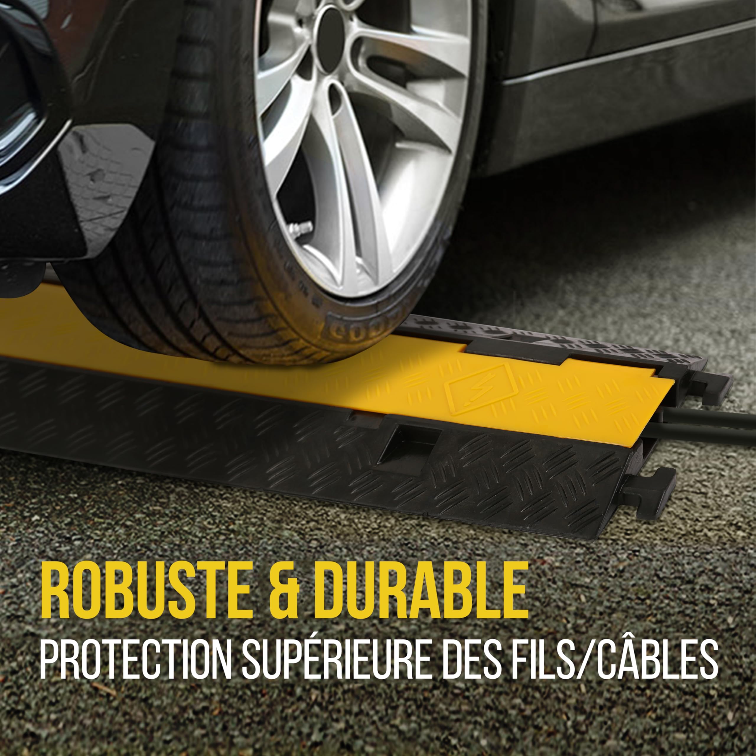 Pyle Protection de rampes pour câbles Durable - Protection pour tuyaux et câbles à Usage intensif avec Une capacité maximale de 2 000 lbs et Un Design à Canal de 2 Fentes avec Couverture Rabattable