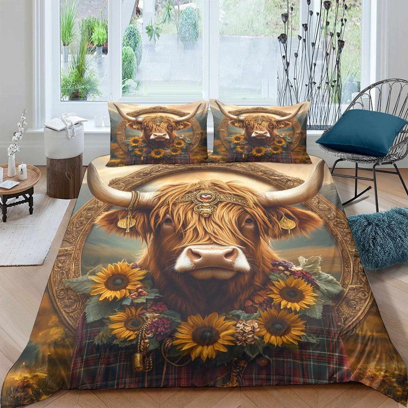 Couverture housse vache des Highlands douce et durable pour protéger votre couette 140x200