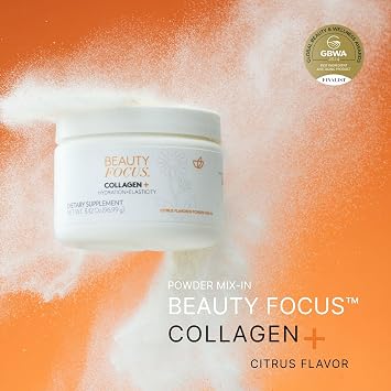 Beauty Focus Nu Skin Collagen + Powder Mix-in | 30 Servings | Citrus-Flavored Collagen Peptides with Lutein & Acerola Cherry | Supports Skin Elasticity, Tone & Texture