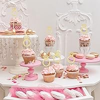 Vista 6 de 24Pcs Gold Glitter Diamond Ring Donut Toppers Cupcake Picks Wedding Cake Decorations for Bridal Shower Wedding Engagement Party Decorations