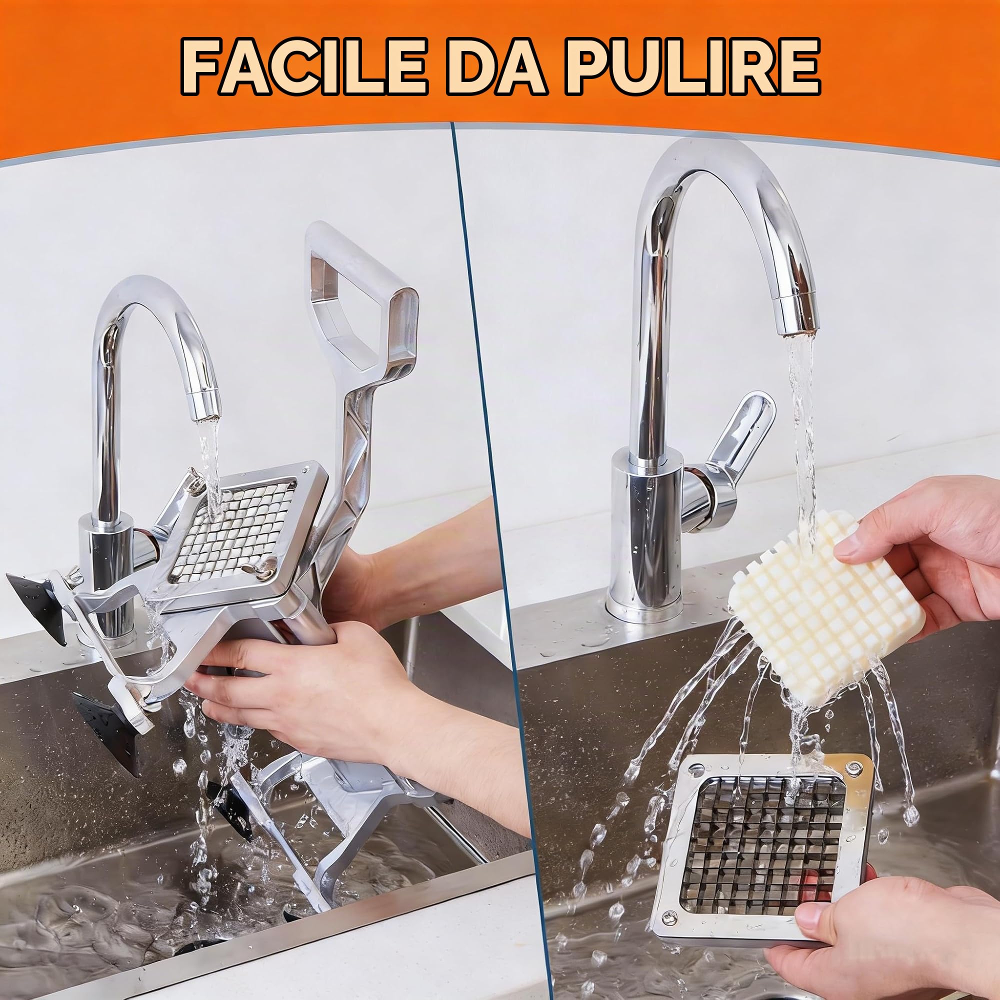 Tagliapatate per Patate Fritte Professionale con 6mm 9mm 13mm 8-Spigolo Lame in Acciaio， con 4 Ventose, Taglia Patatine Fritte Manuale Tagliaverdure a Bastoncini,per Patate Carote Cetrioli