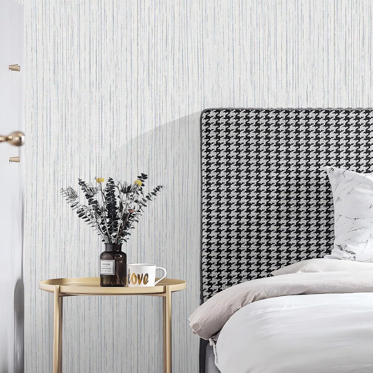 Beige Grey Grasscloth Wallpaper Peel and Stick 15.74" X 472.44", Removable Contact Paper Linen Wallpaper Self-Adhesive Waterproof Vinyl Rolls for Room Cabinets Furniture Desk