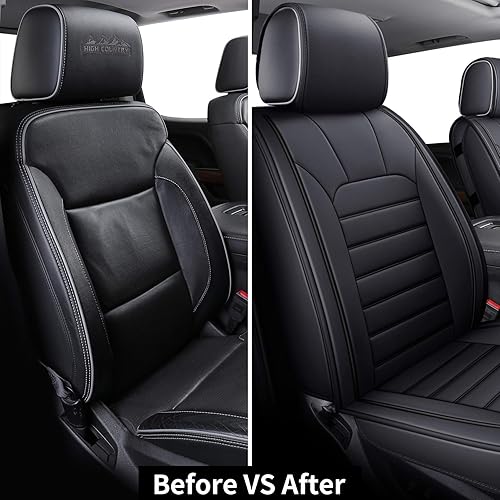 Miniatura 4 de LUCKYMAN CLUB 2 fundas de asiento delantero Silverado para Chevy Silverado Sierra 1500 2500 3500 2007-2023 2024 2025 con piel sintética resistente