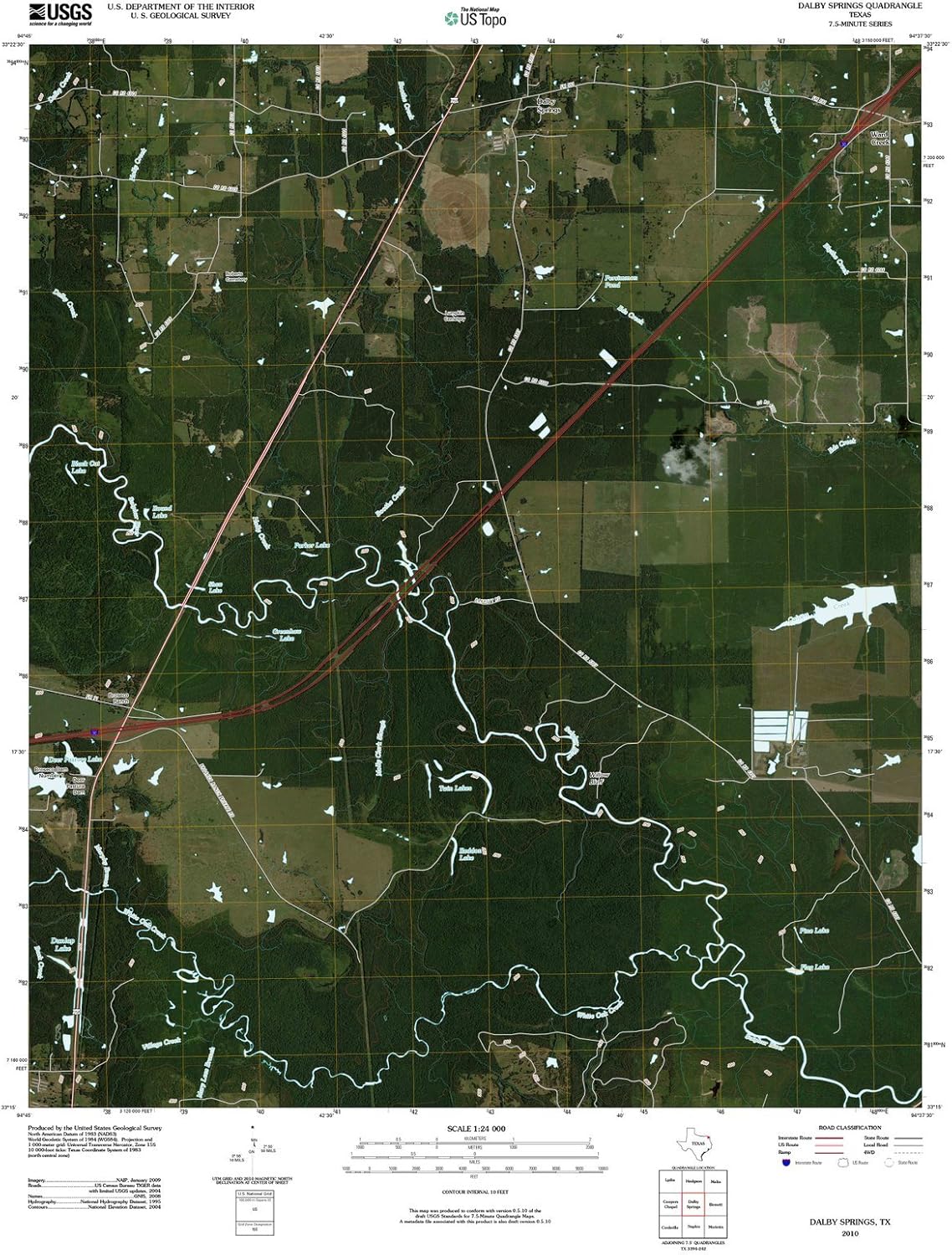 2010 Dalby Springs, TX Texas USGS Historical